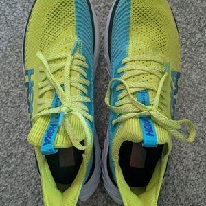 Size 8 Hoka Neon Yellow and Blue Running Shoes
